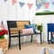 Best Choice Products Indoor Outdoor Steel Garden Bench w/ American Flag Backrest, 790lb Capacity